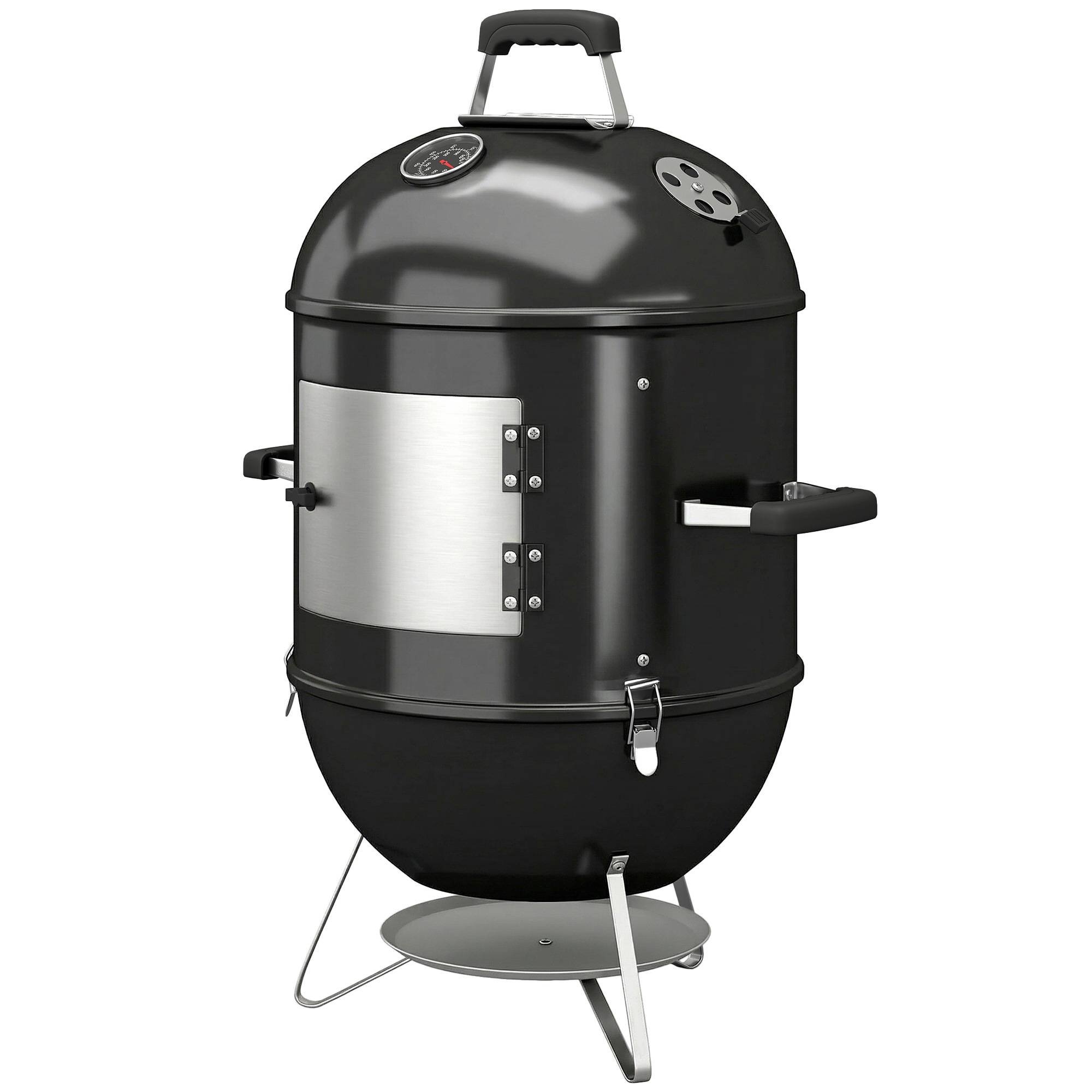 Sans Marque - Fumoir 3 en 1 avec 3 Grilles de Cuisson, Thermomètre Intégré, Ventilation réglable, 62,5x47,5x91cm, Noir - Image 2