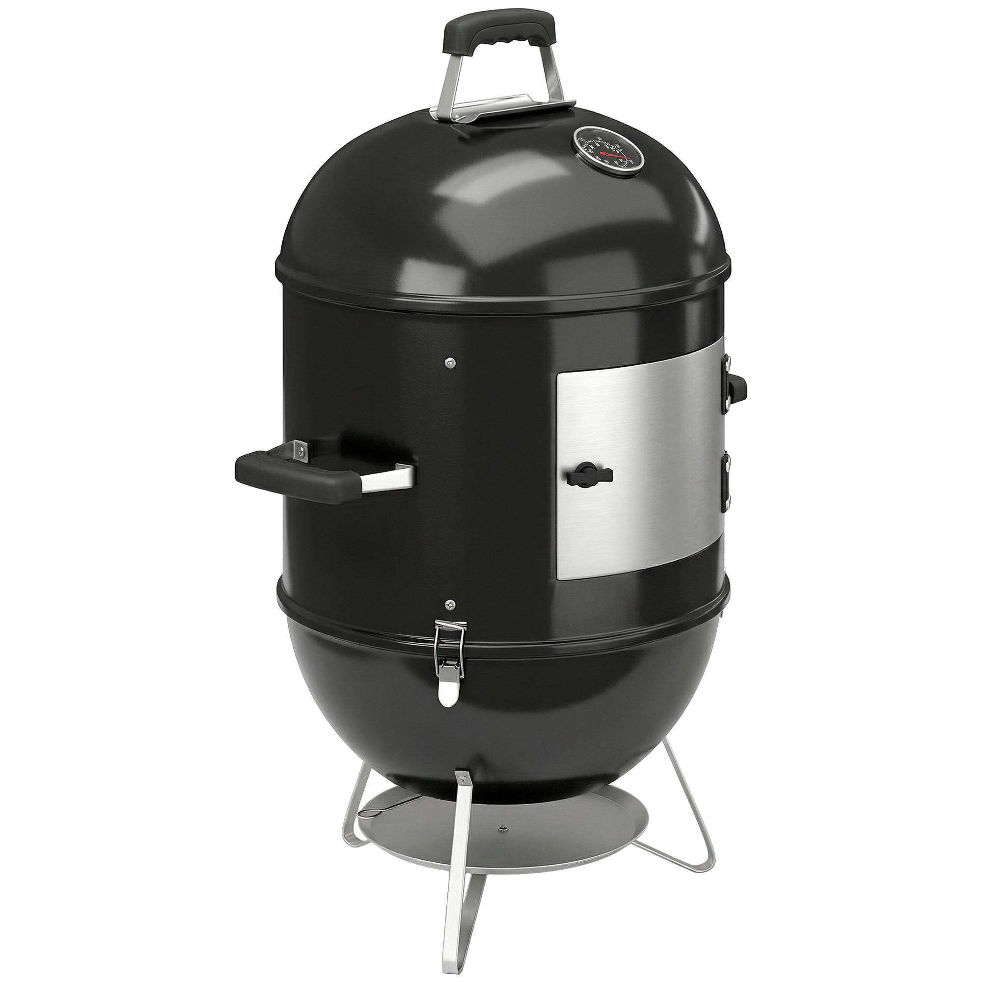 Sans Marque - Fumoir 3 en 1 avec 3 Grilles de Cuisson, Thermomètre Intégré, Ventilation réglable, 62,5x47,5x91cm, Noir - Image 1