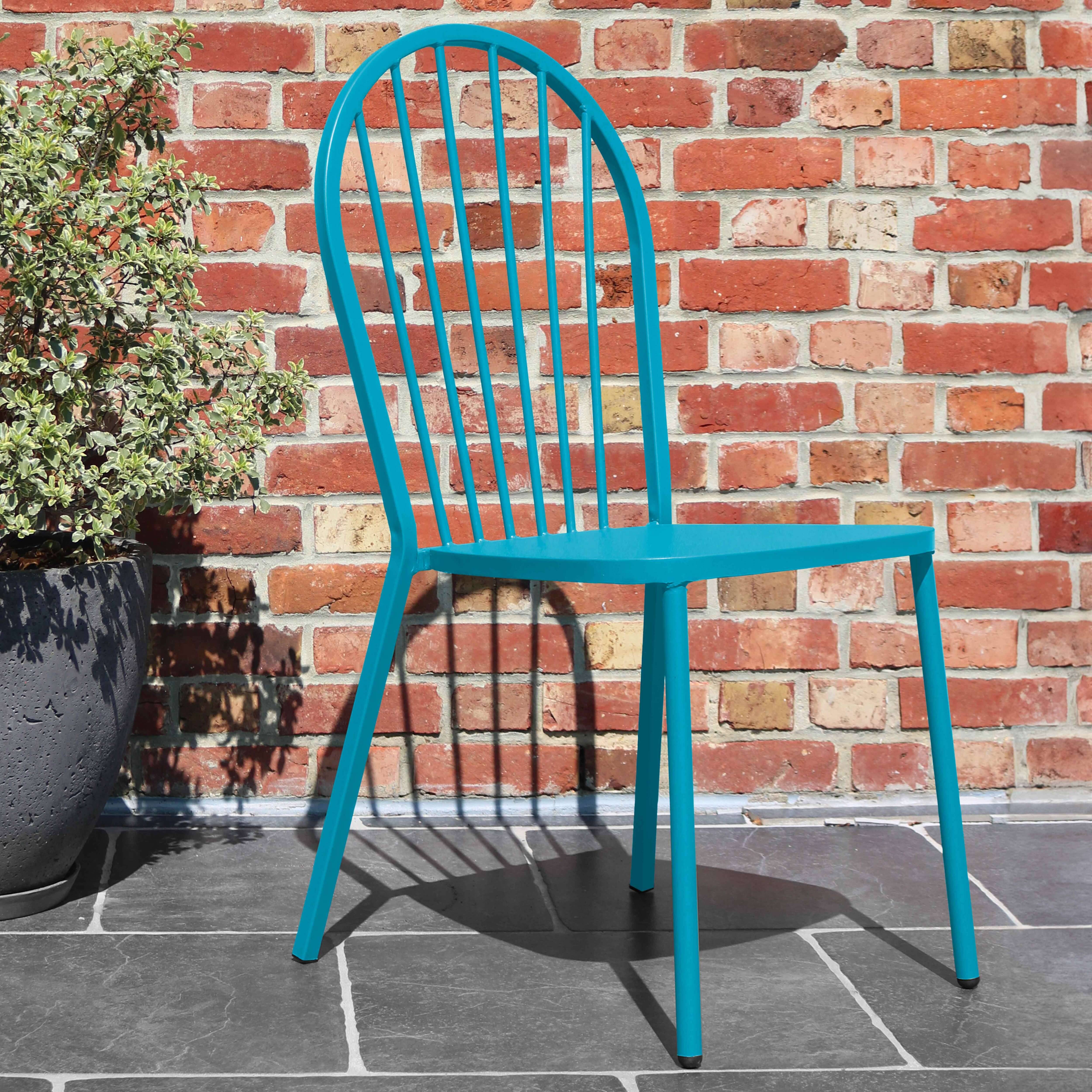 Oviala - Chaise bistrot de jardin en métal bleu Honfleur - Oviala - Image 5
