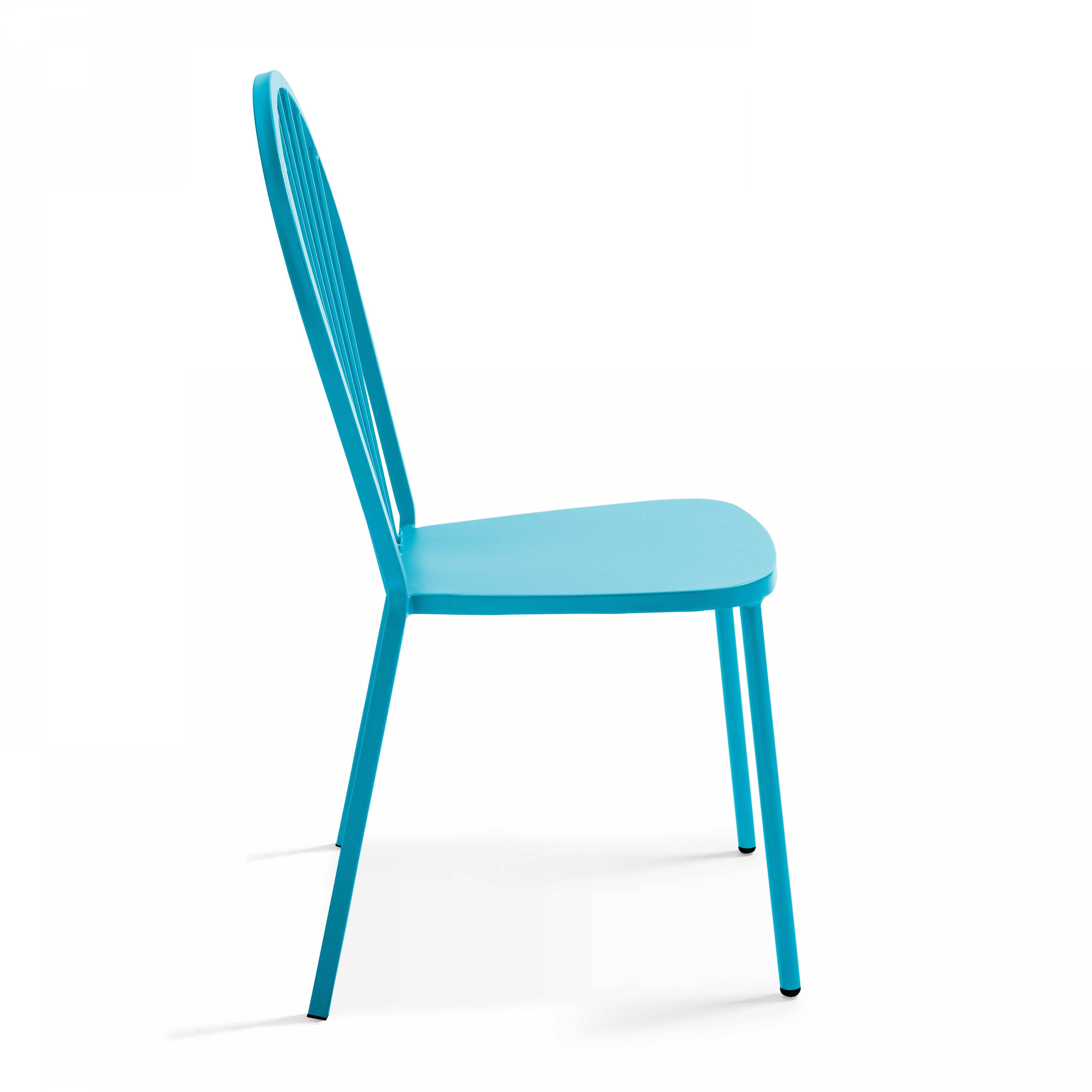Oviala - Chaise bistrot de jardin en métal bleu Honfleur - Oviala - Image 4