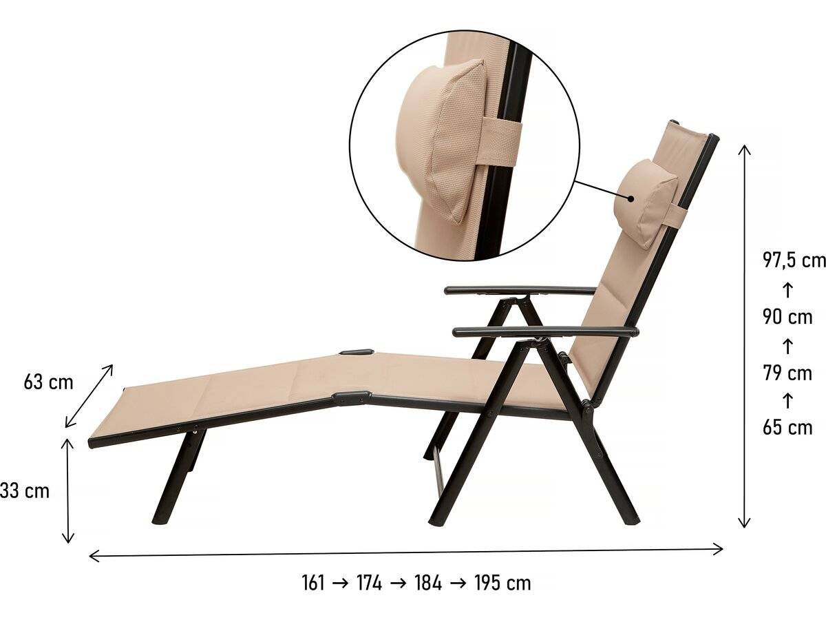 Habitat Et Jardin - Chaise Longue Pliante "hevea" En Métal Et Textilène - Beige -habitat Et Jardin - Image 3