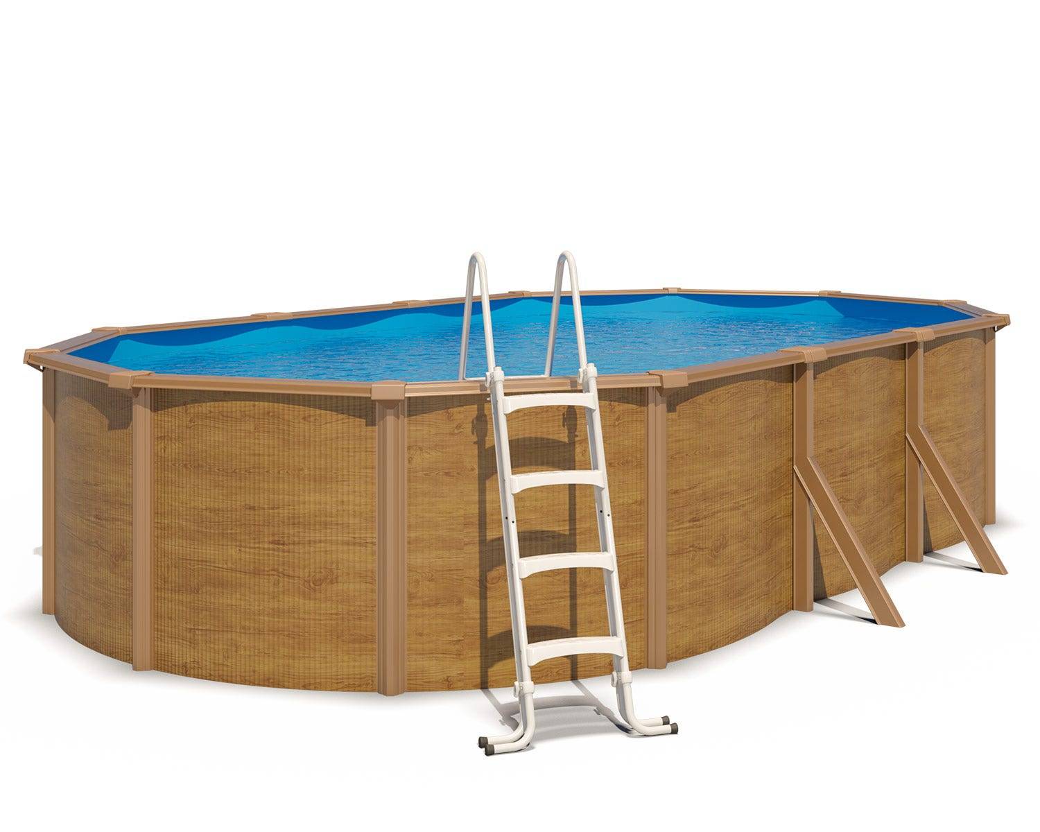 Piscine hors sol acier ovale 6,10 x 3,65 x 1,20 m aspect bois CANYON - Image 1