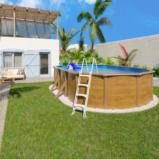 Piscine hors sol acier ovale 6,10 x 3,65 x 1,20 m aspect bois CANYON - Image 2