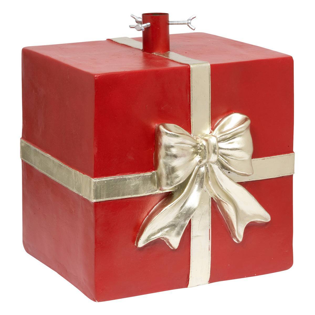 Pied de sapin cadeau magnésie 30x27x35cm rouge FEERIC LIGHTS & CHRISTMAS - Image 1