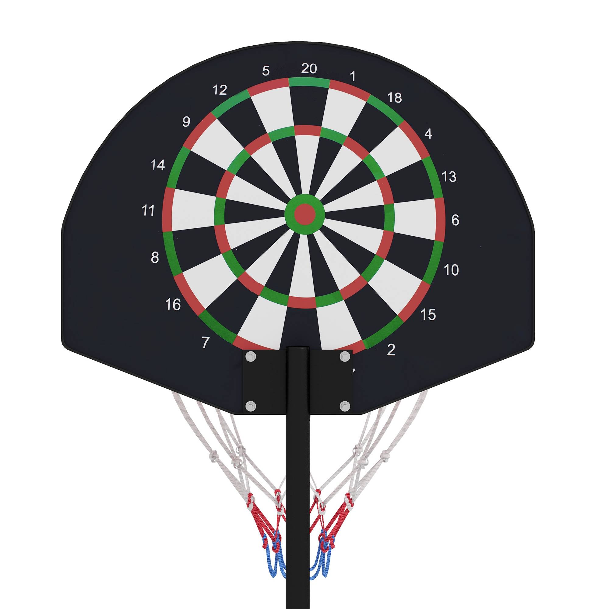 Support panier de basket-ball 2 en 1 avec hauteur réglable 129-179 cm et jeu de 6 fléchettes magnétique - Image 10