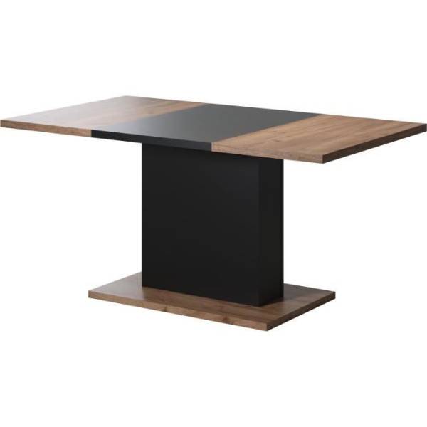 Table a manger KENDO 6 personnes - Mélamine chene ambré et noir mat - L160 x P80 x H76 cm - TRENDTEAM - Image 1