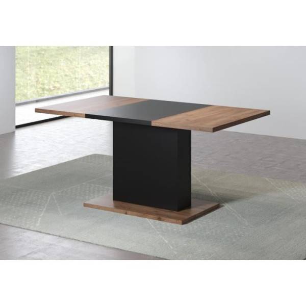Table a manger KENDO 6 personnes - Mélamine chene ambré et noir mat - L160 x P80 x H76 cm - TRENDTEAM - Image 6