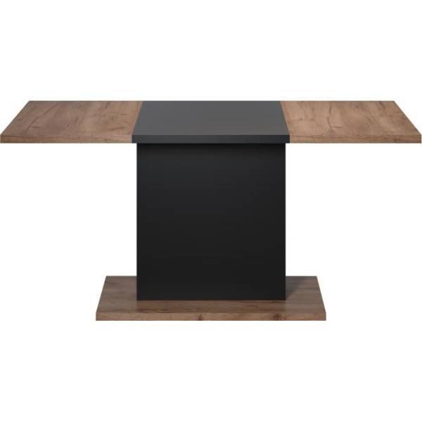 Table a manger KENDO 6 personnes - Mélamine chene ambré et noir mat - L160 x P80 x H76 cm - TRENDTEAM - Image 3