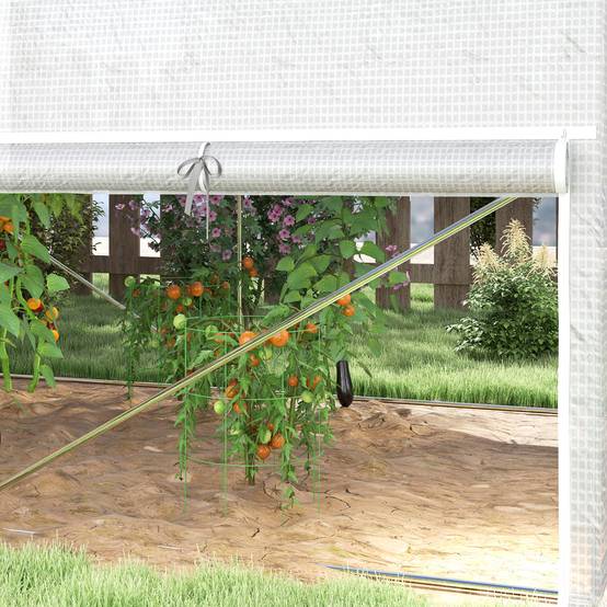 Serre de Jardin Tunnel 6m² PE & Acier Galvanisé 4 Fenêtres Anti-UV 300x200x200cm Blanc - ComfortXL Outdoor Living - Image 7