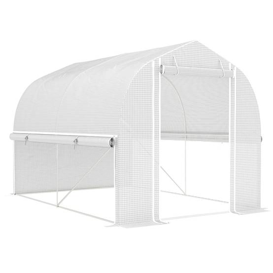 Serre de Jardin Tunnel 6m² PE & Acier Galvanisé 4 Fenêtres Anti-UV 300x200x200cm Blanc - ComfortXL Outdoor Living - Image 2
