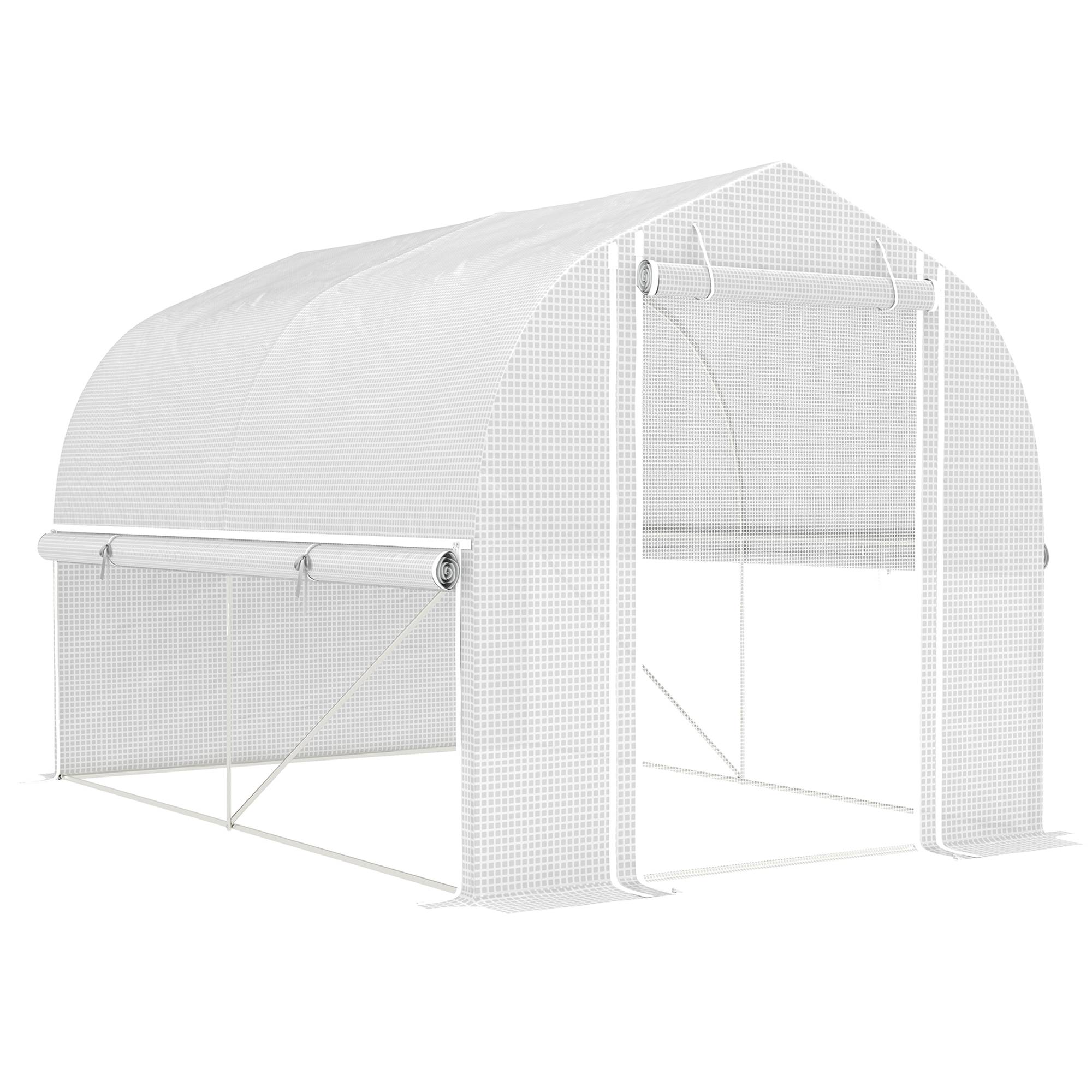 Serre de Jardin Tunnel 6m² PE & Acier Galvanisé 4 Fenêtres Anti-UV 300x200x200cm Blanc - ComfortXL Outdoor Living - Image 2