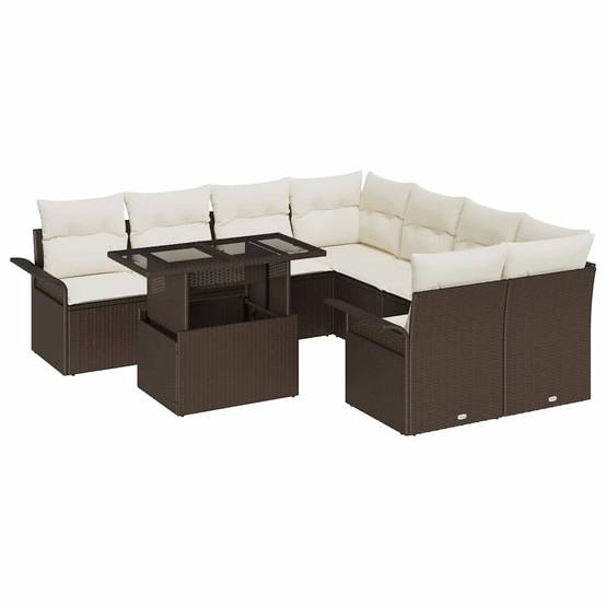 ComfortXL - Salon de jardin 8 places 9 pcs en poly rotin avec table basse pour terrasse Marron - ComfortXL Outdoor Living - Image 2
