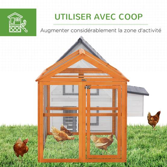 Enclos pour volailles bois orange 140 x 88.5 x 106 cm - PANGIVO - Image 8
