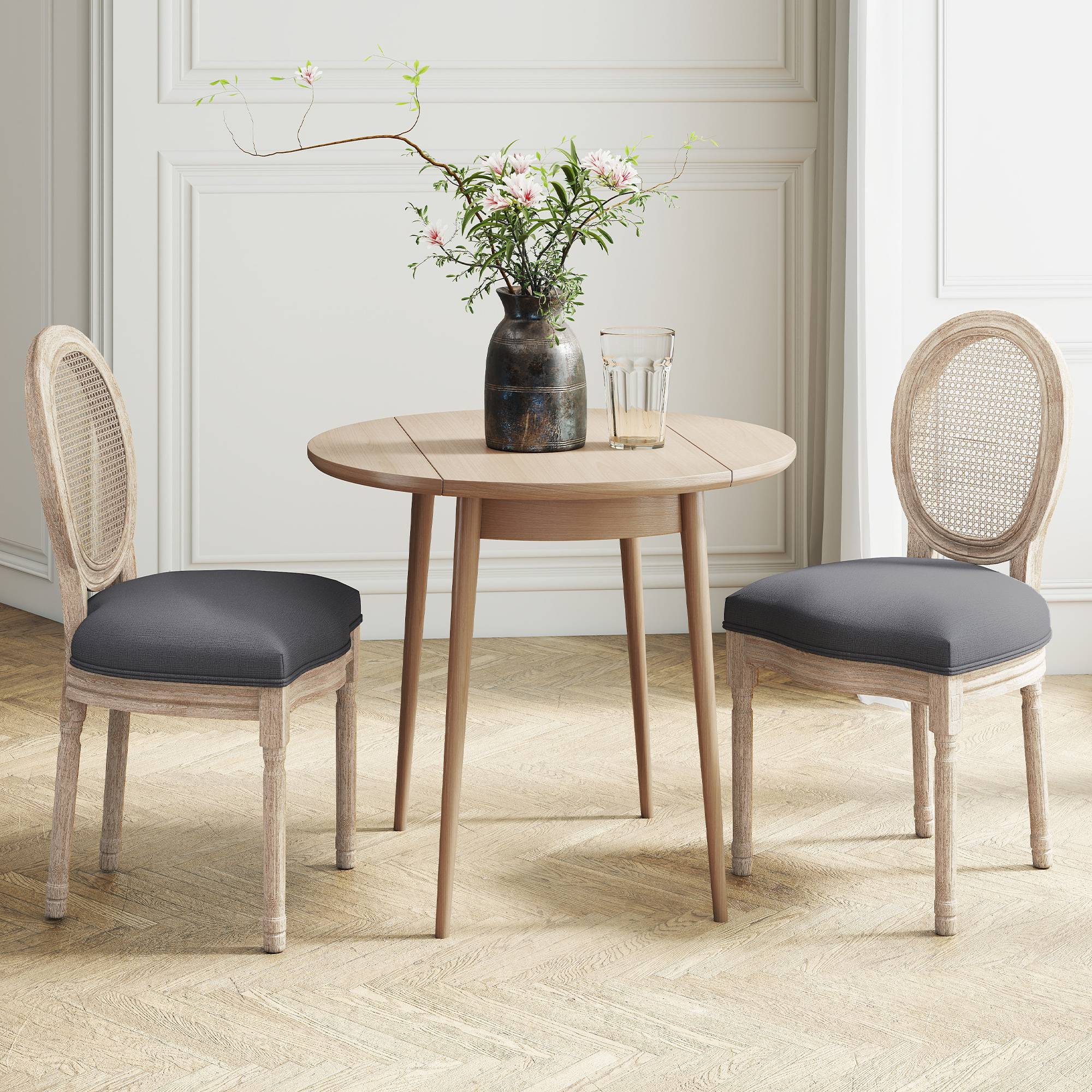 Lot de 2 chaises de Salle à Manger - Chaise de Salon médaillon Style Louis XVI - Bois Massif sculpté, patiné - Image 4