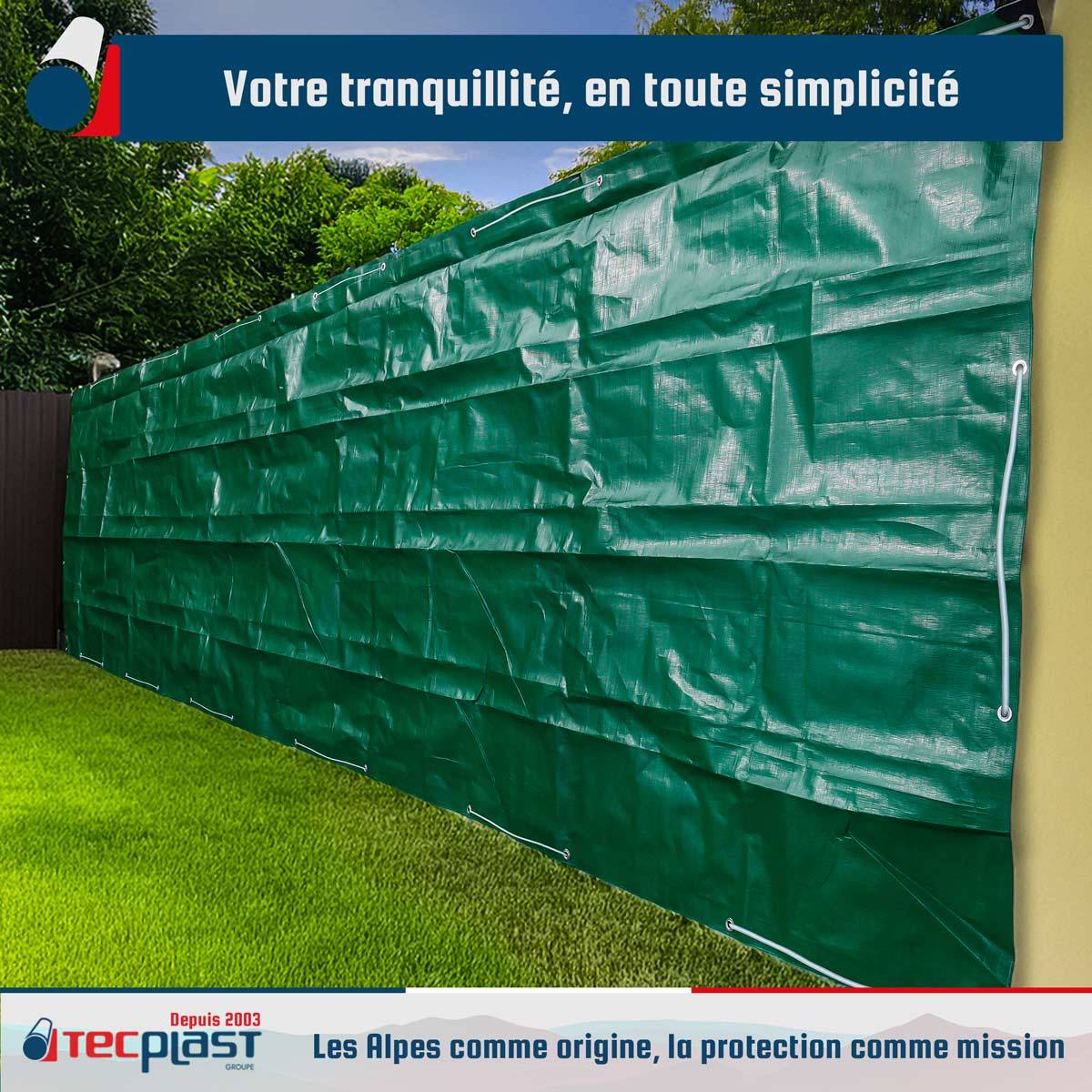 Tecplast - Bâche Brise Vue 3x5 m HQ250BV Verte et Marron - Haute Performance - Brise vent occultant - Pare vue jardin TECPLAST - Image 2