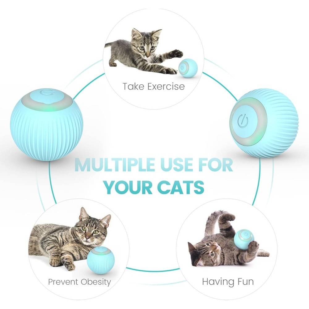 Balle LED interactive pour chat - Rotation 360° automatique - 2 modes - Rechargeable USB-C - Living123 - Image 2