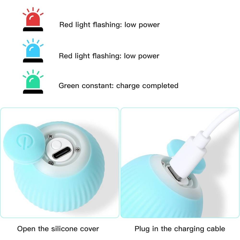 Balle LED interactive pour chat - Rotation 360° automatique - 2 modes - Rechargeable USB-C - Living123 - Image 4