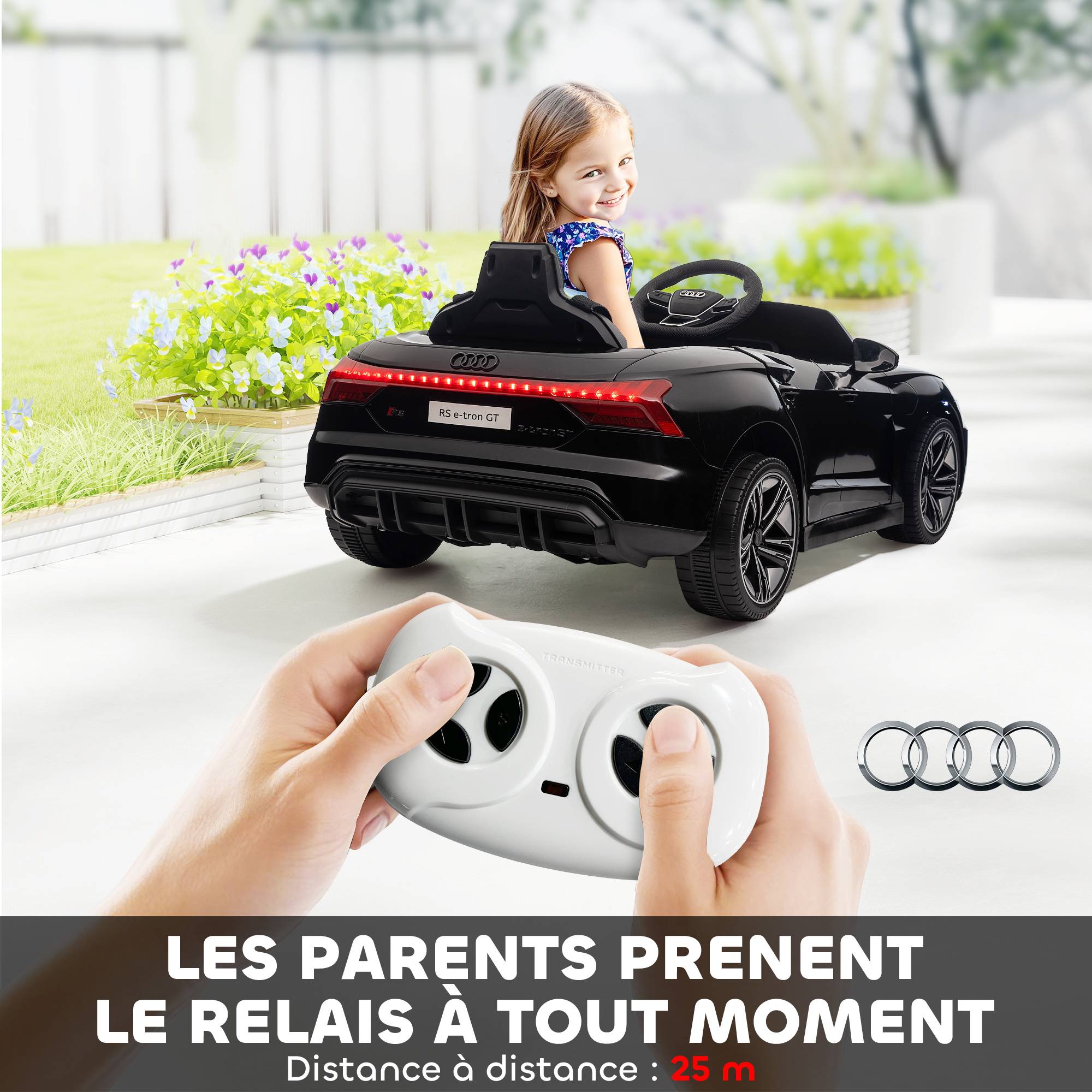 Sans Marque - Voiture électrique enfant 12V, télécommande parentale, 5km/h, effets sonores+lumineux, Audi RS E-tron GT, noir - Image 7