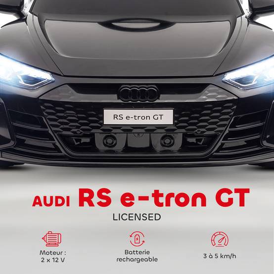Sans Marque - Voiture électrique enfant 12V, télécommande parentale, 5km/h, effets sonores+lumineux, Audi RS E-tron GT, noir - Image 6