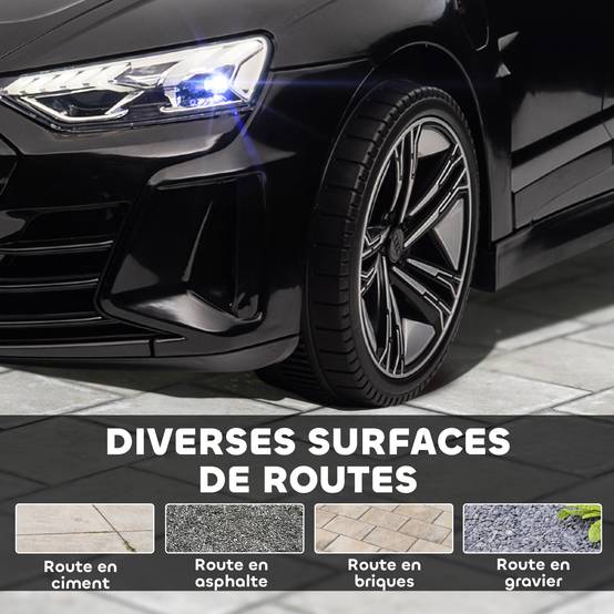 Sans Marque - Voiture électrique enfant 12V, télécommande parentale, 5km/h, effets sonores+lumineux, Audi RS E-tron GT, noir - Image 10