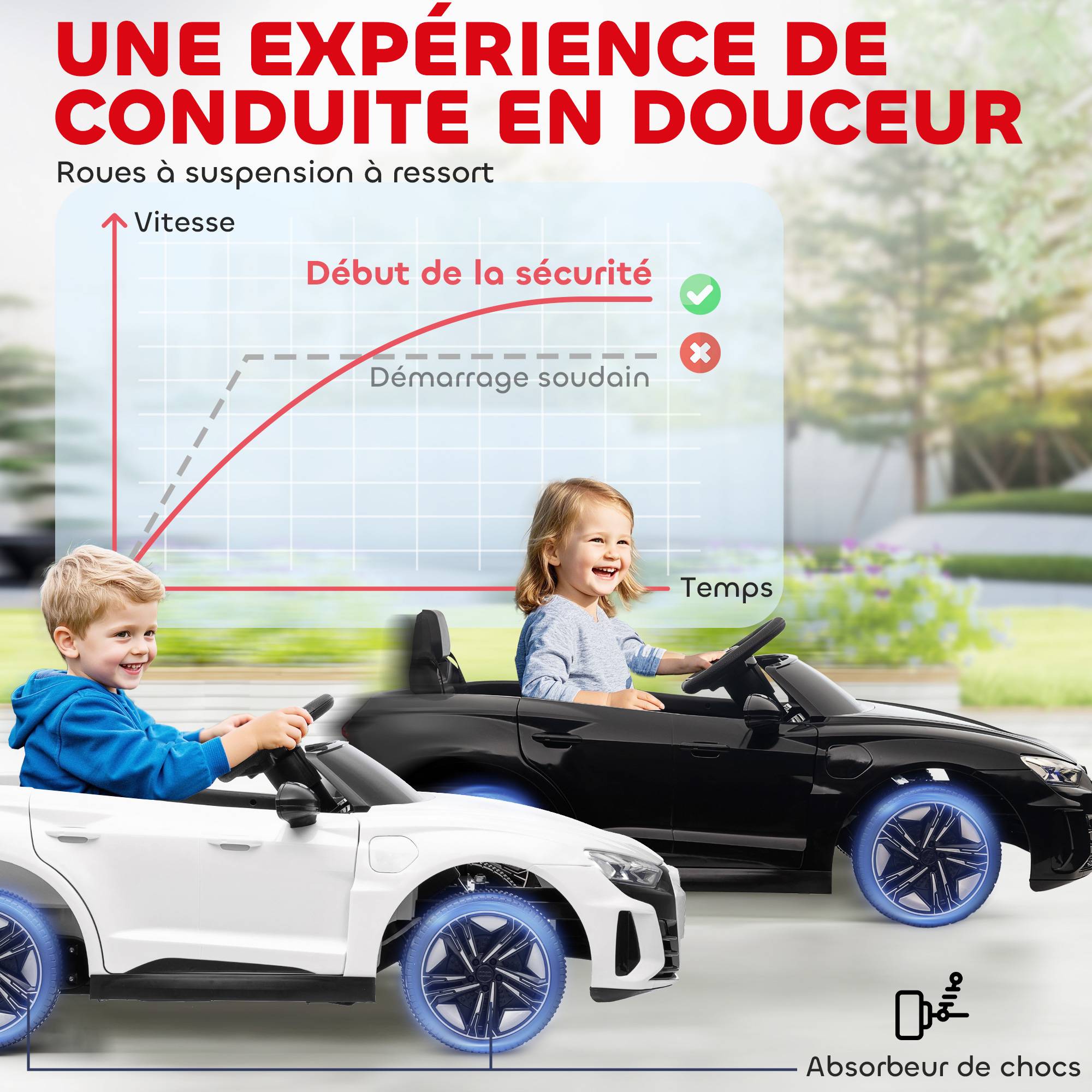 Sans Marque - Voiture électrique enfant 12V, télécommande parentale, 5km/h, effets sonores+lumineux, Audi RS E-tron GT, noir - Image 9