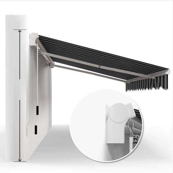 Store banne manuel rétractable 395 x 245 cm avec manivelle, polyester 280 g/m² protection UV, aluminium, bleu et blanc - Image 9