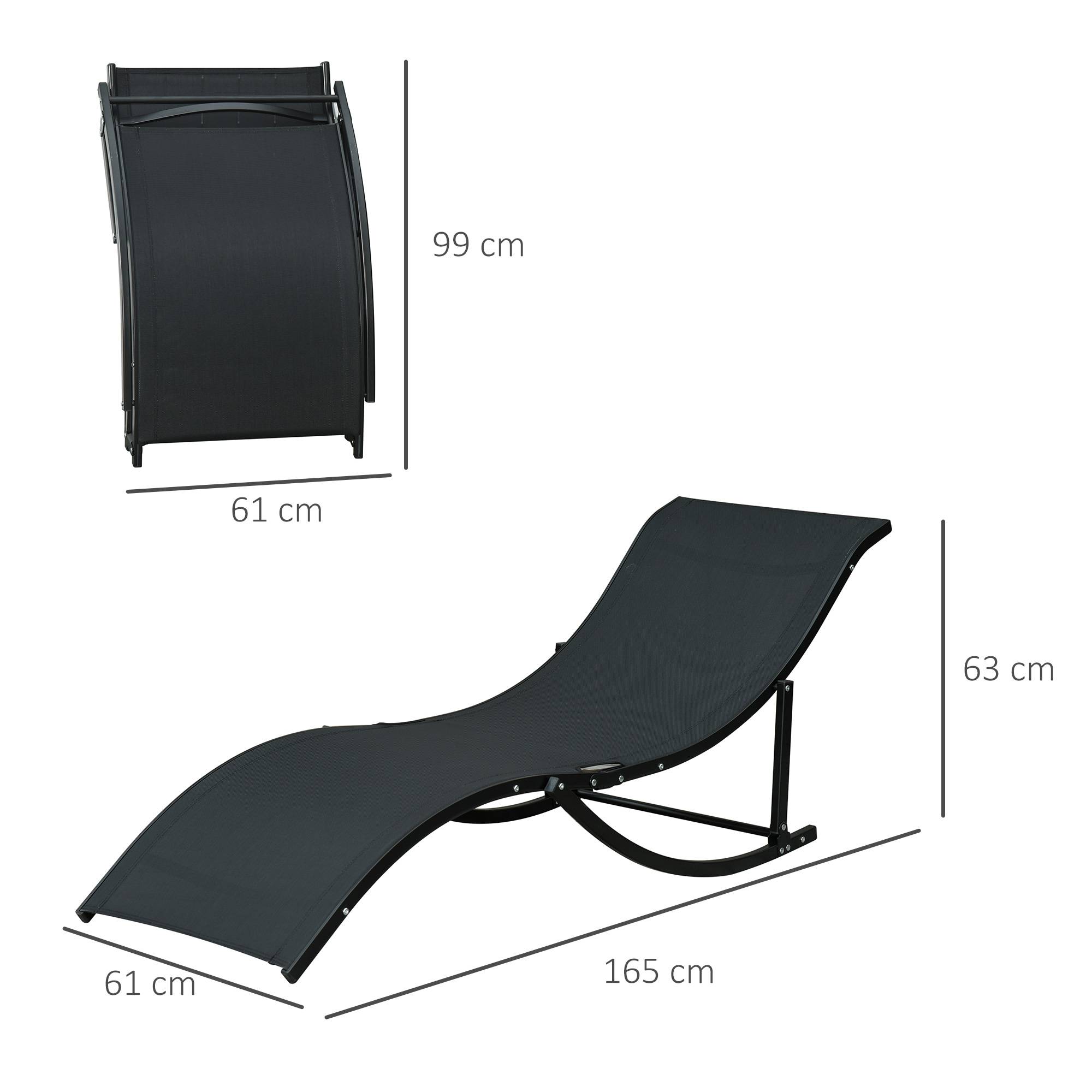 Ensemble de 2 chaises longues pliantes de jardin, en aluminium et textilène, 61 x 165 x 63 cm - Image 5