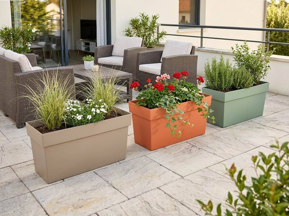 Eda - Jardinière Muret Toscane 79 x 36 x 39 cm - 74 L - Orange terre battue - Eda - Image 2