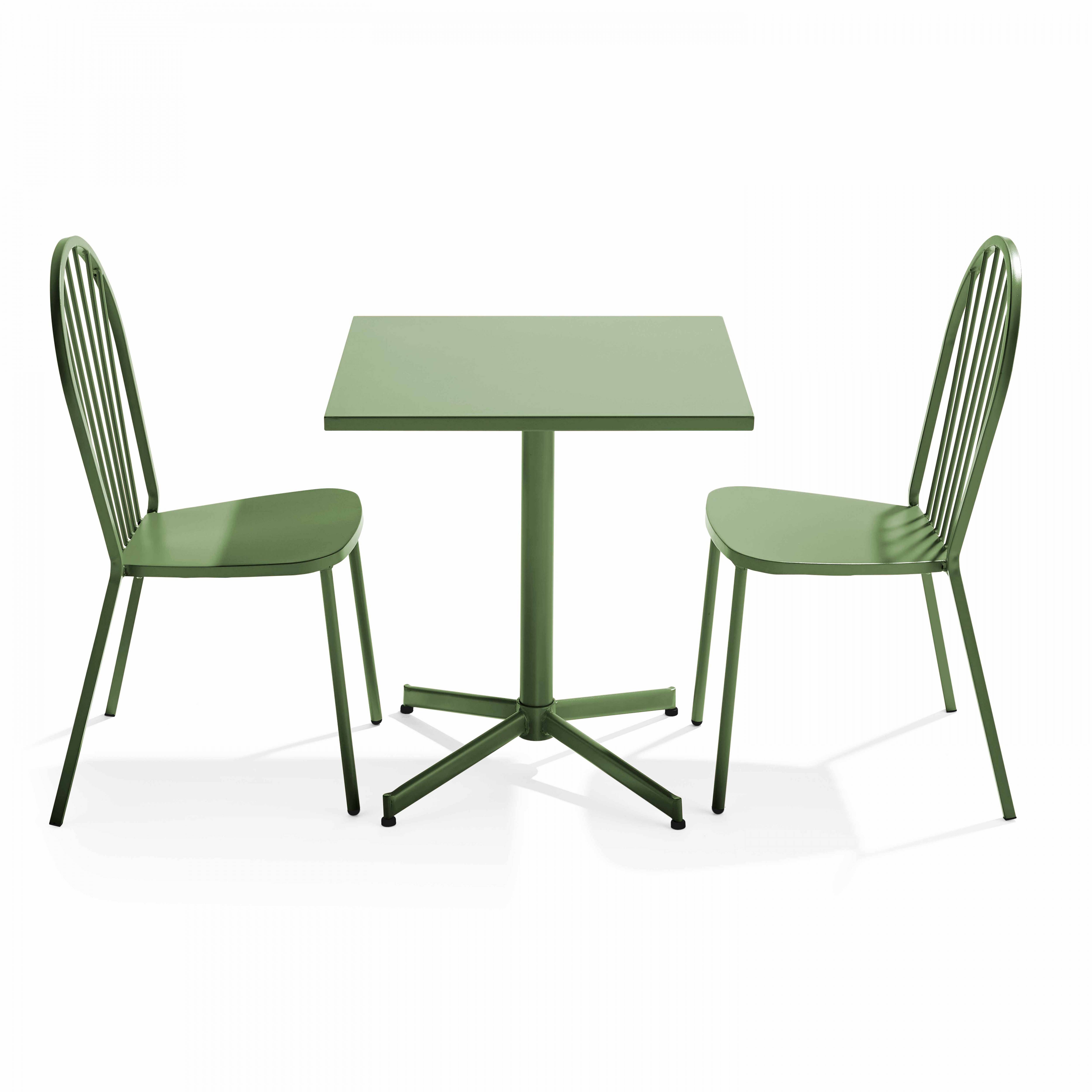 Oviala - Ensemble table de jardin inclinable et 2 chaises bistrot vert cactus Palavas - Oviala - Image 1
