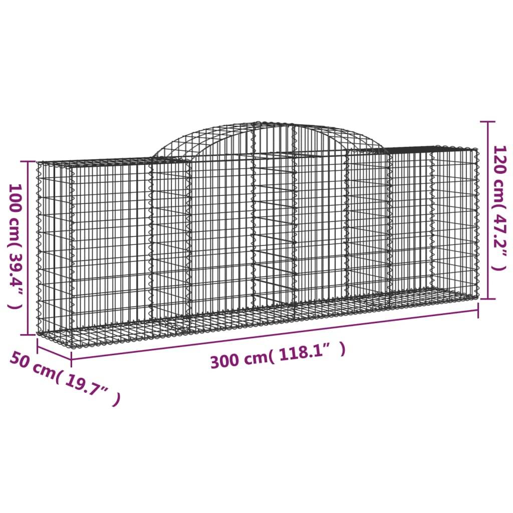 Vidaxl - Paniers à gabions arqués 8 pcs 300x50x100/120 cm fer galvanisé vidaXL 3146707 - Image 3