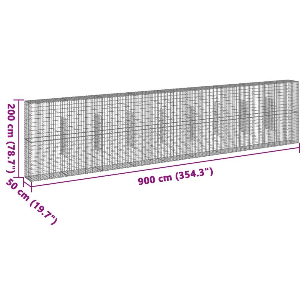 Vidaxl - Panier gabion avec couvercle 900x50x200 cm fer galvanisé vidaXL 3295174 - Image 3