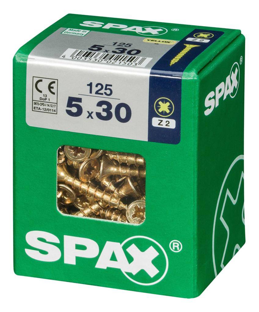 Spax - Lot de 125 vis acier tête fraisée pozidriv SPAX, Diam.5 mm x L.30 mm - Image 5