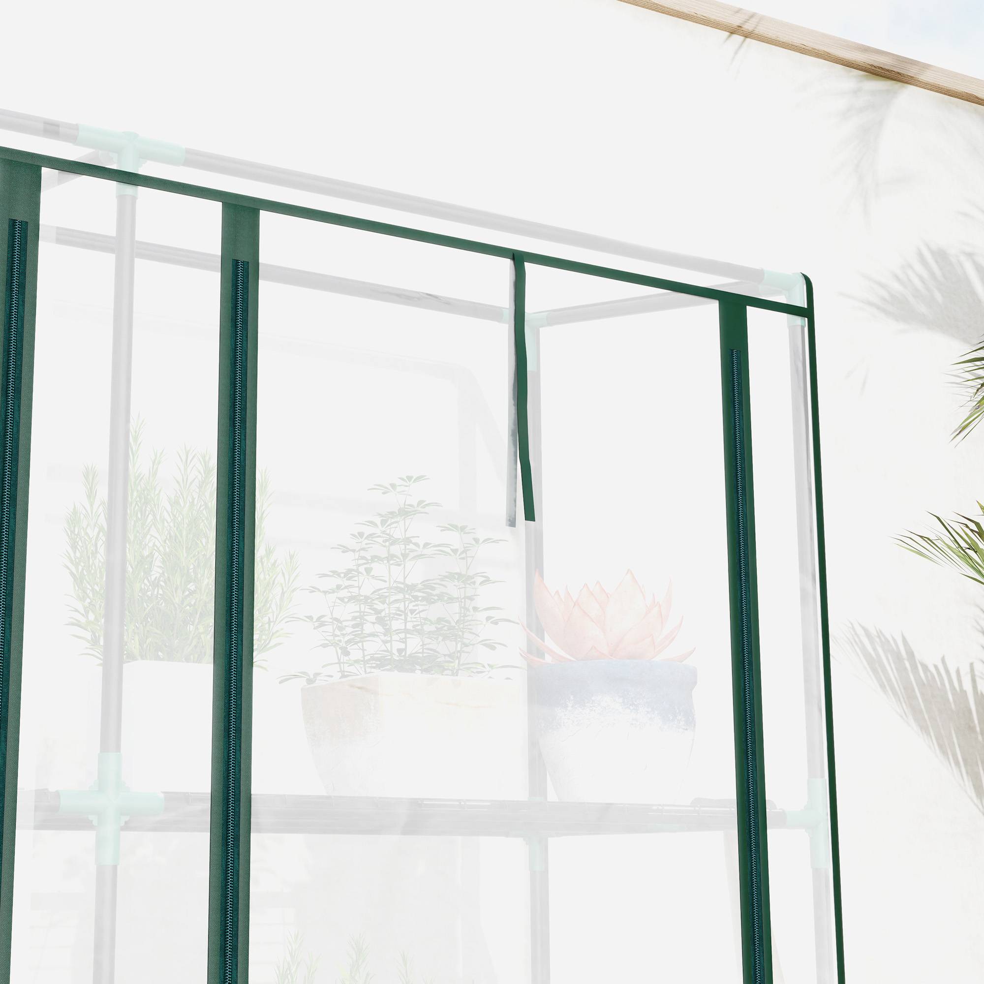 Sans Marque - Serre de jardin avec étagères à 3 niveaux serre de balcon 3 portes enroulables zippées 215 x 46 x 151 cm transparent - Image 10