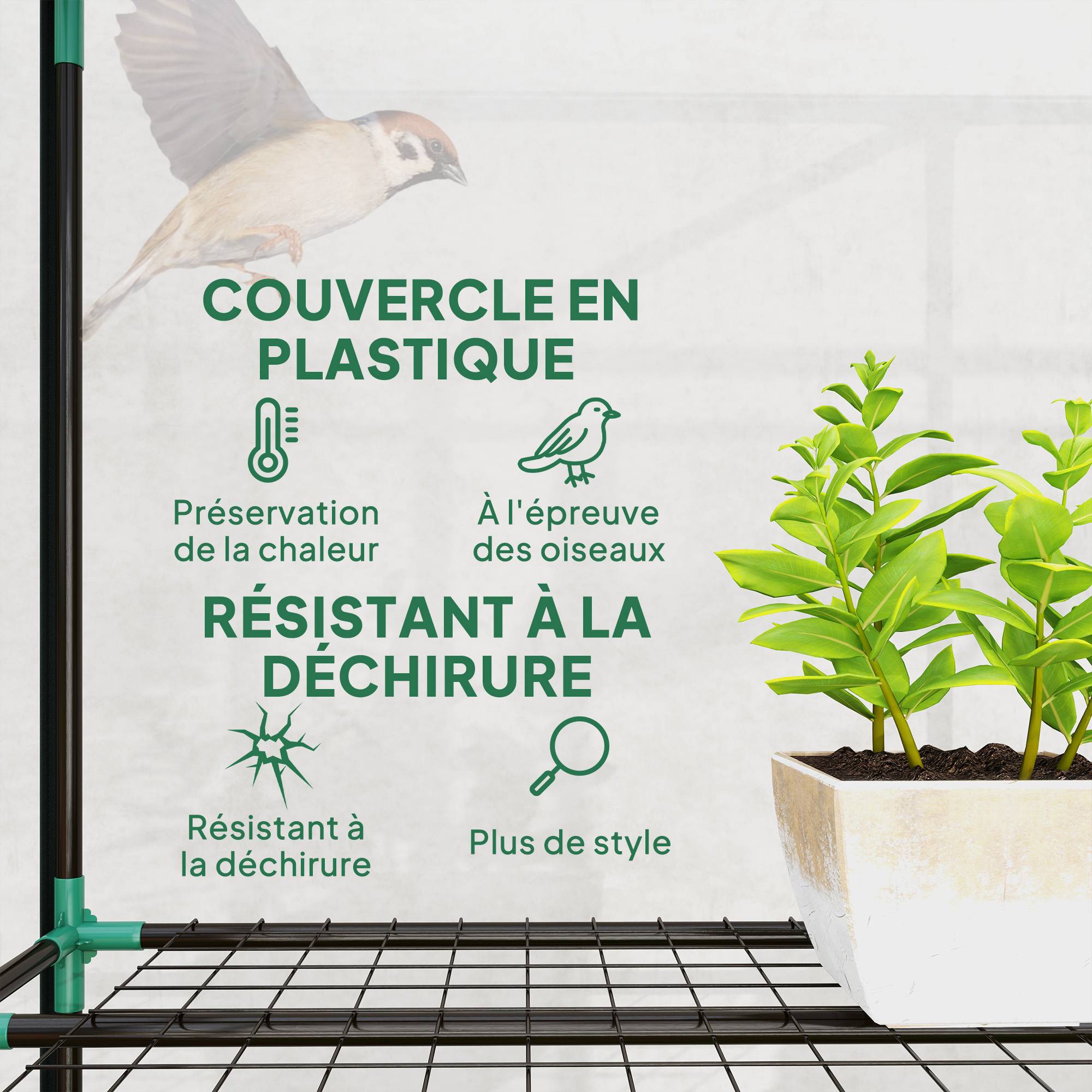 Sans Marque - Serre de jardin avec étagères à 3 niveaux serre de balcon 3 portes enroulables zippées 215 x 46 x 151 cm transparent - Image 6