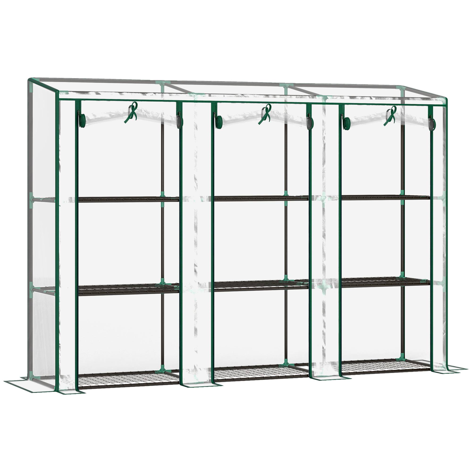 Sans Marque - Serre de jardin avec étagères à 3 niveaux serre de balcon 3 portes enroulables zippées 215 x 46 x 151 cm transparent - Image 2