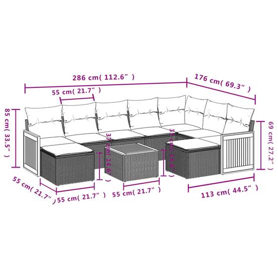 Ensemble salon de jardin 10 pcs en polyrotin modulable avec table coffres et poufs Gris – ComfortXL Outdoor Living - Image 3