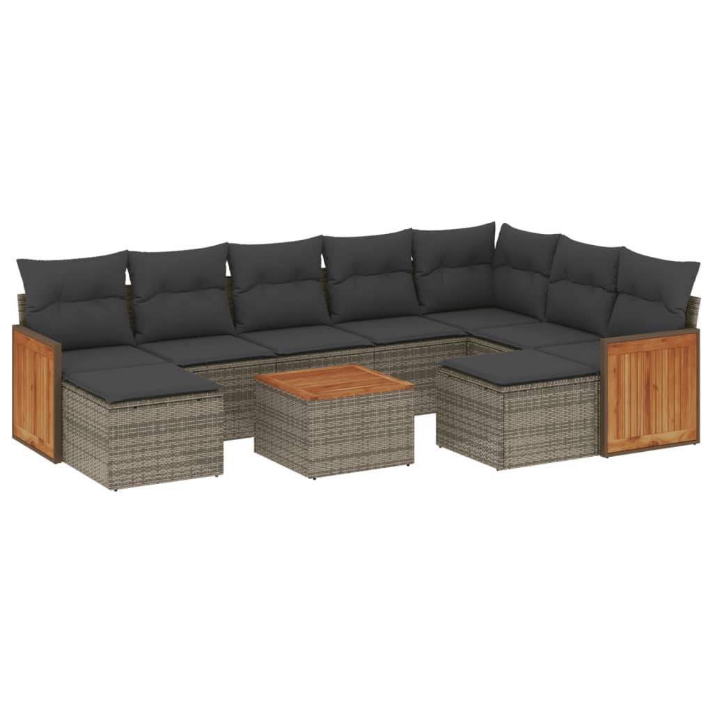Ensemble salon de jardin 10 pcs en polyrotin modulable avec table coffres et poufs Gris – ComfortXL Outdoor Living - Image 2
