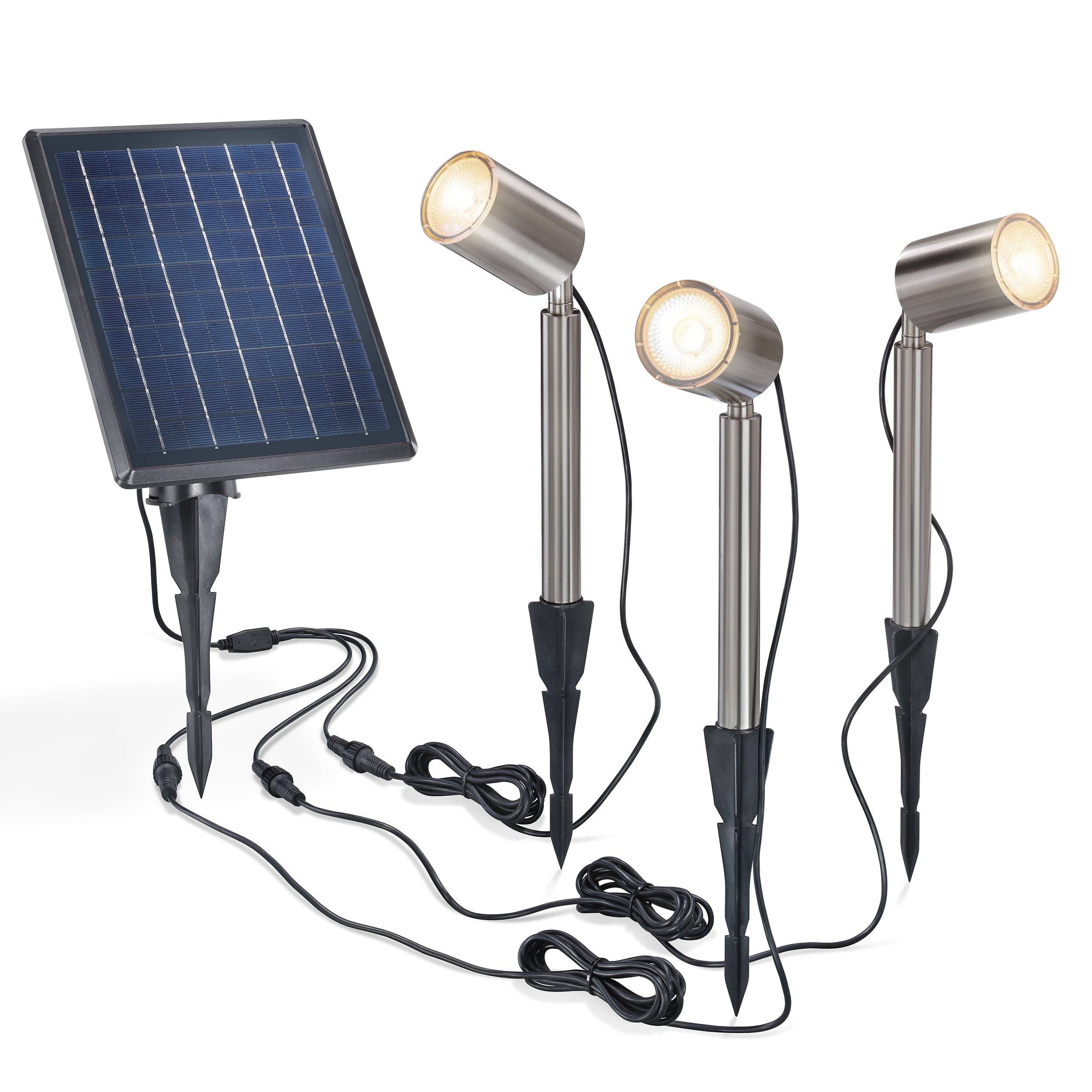 Projecteur solaire à LED esotec PowerTrio avec 3 spots en acier inoxydable MÉTAL IP44 102705 - Image 2