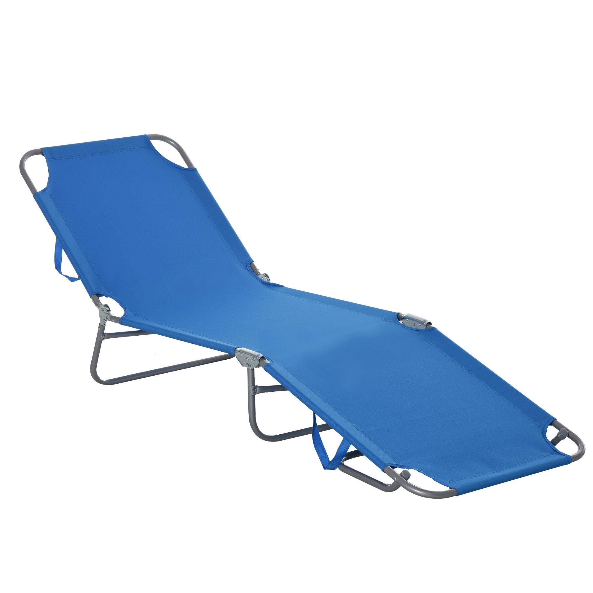 Transat bleu pliable 5 positions, 187x55x24 cm, capacité 120 kg pour piscine, mobilier extérieur design sobre pour jardin pratique et confortable - Image 2