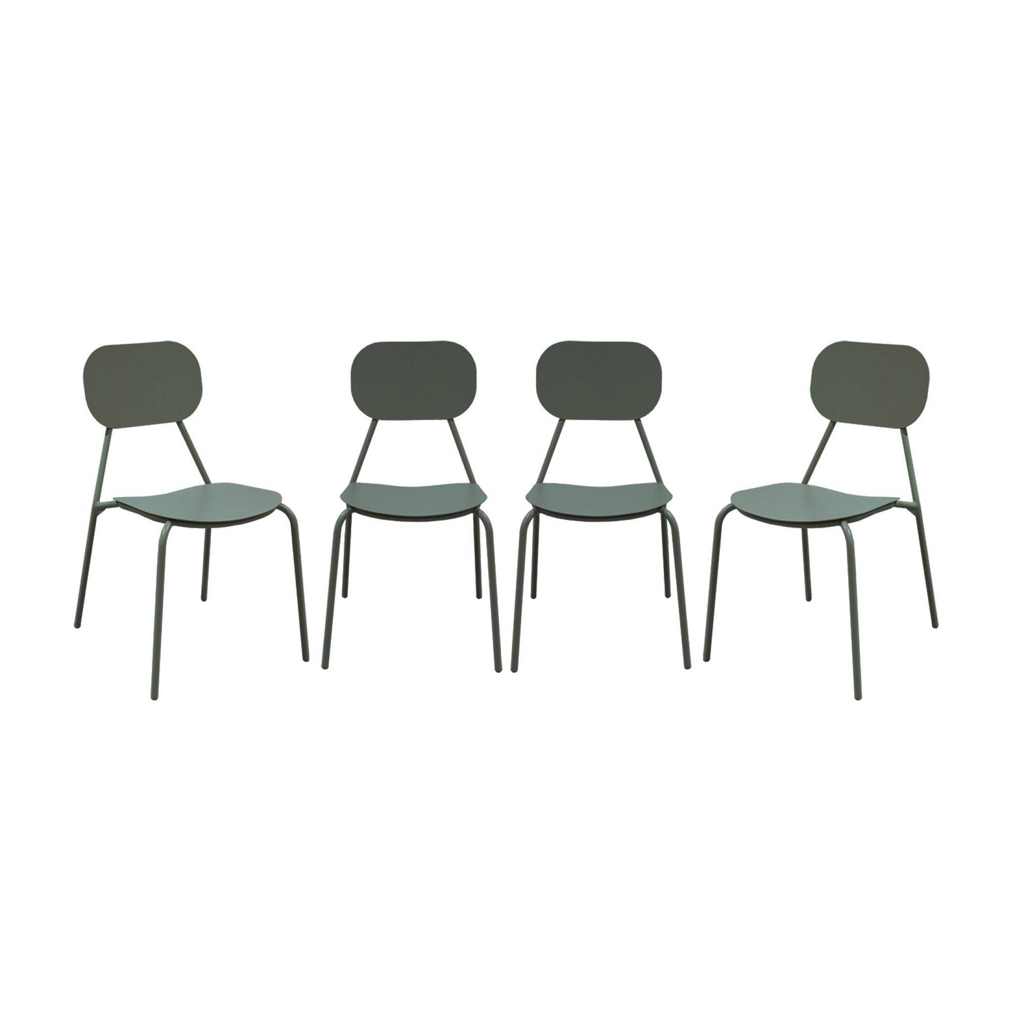 sweeek - Lot de 4 chaises de jardin aluminium kaki - Avelia | sweeek - Image 1