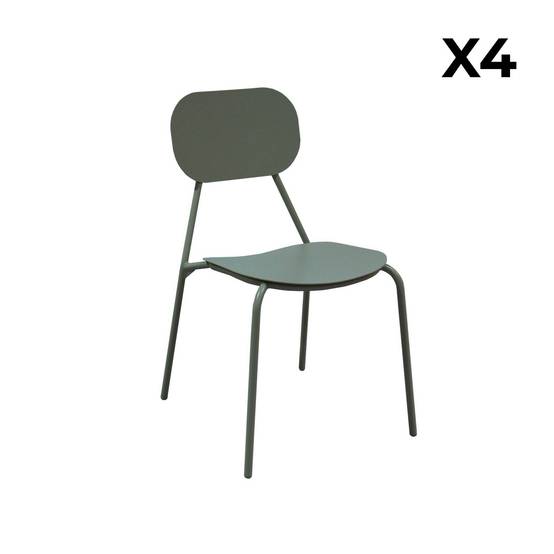 sweeek - Lot de 4 chaises de jardin aluminium kaki - Avelia | sweeek - Image 3