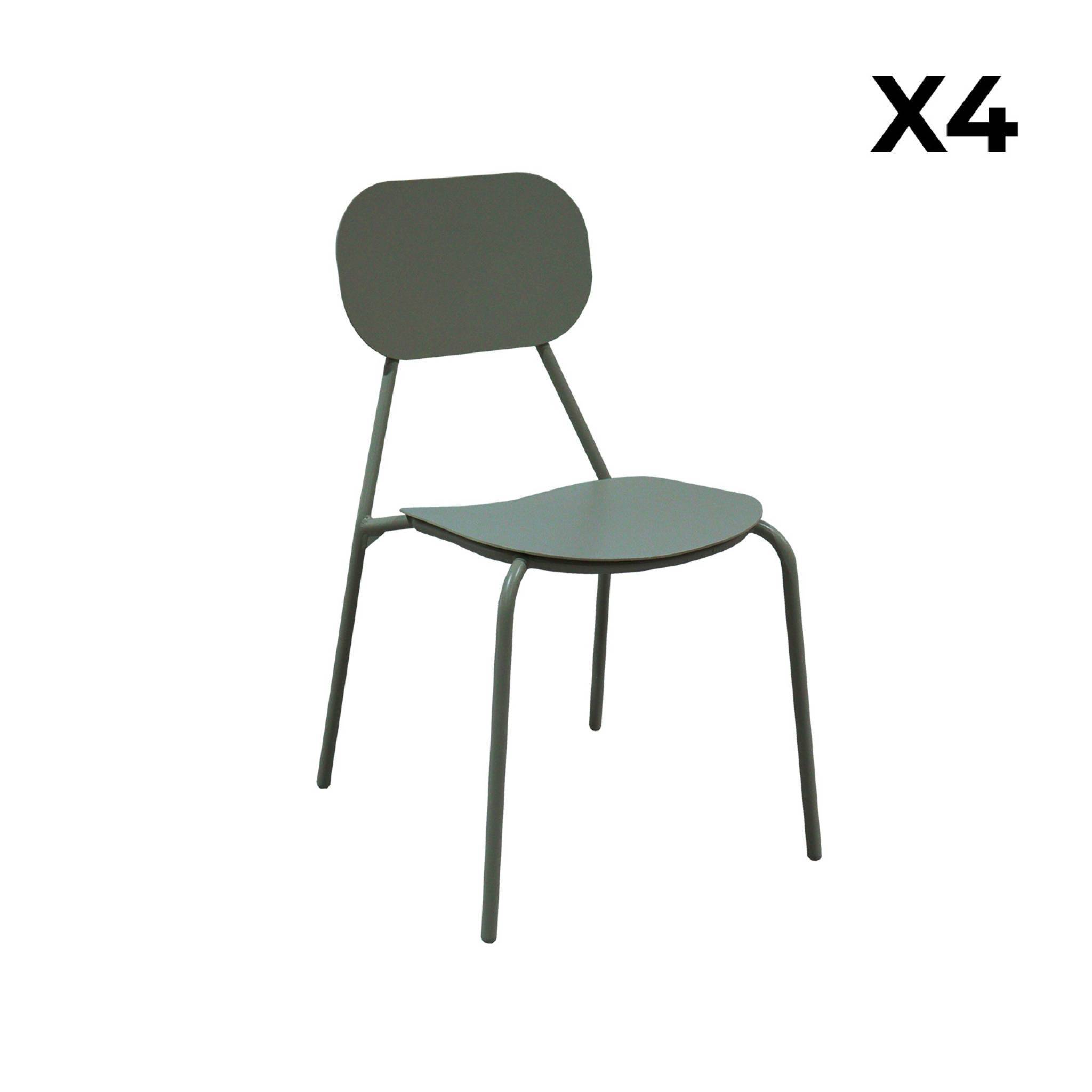 sweeek - Lot de 4 chaises de jardin aluminium kaki - Avelia | sweeek - Image 3