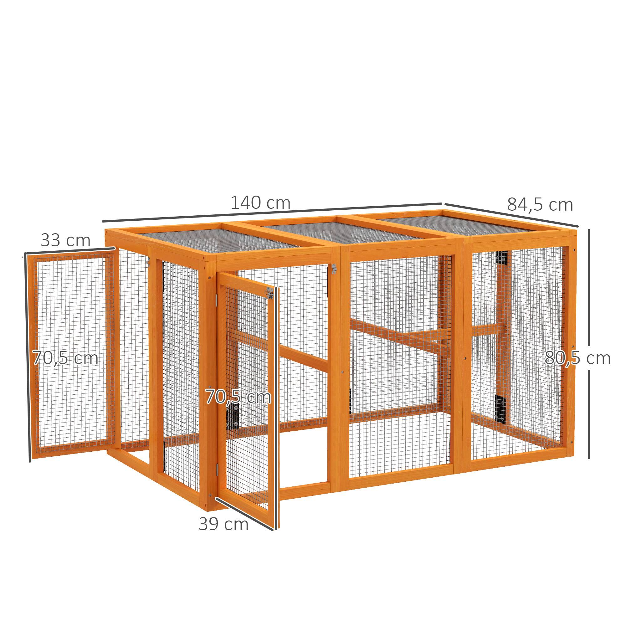 Sans Marque - Poulailler 1-3 poules, cadre bois, fil acier, extensible, perchoirs bois, Orange - Image 5