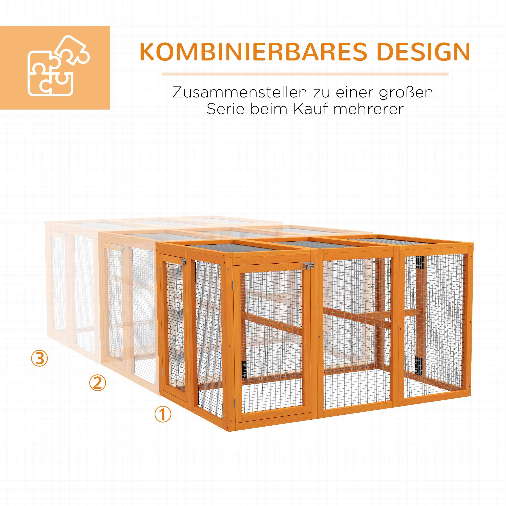 Sans Marque - Poulailler 1-3 poules, cadre bois, fil acier, extensible, perchoirs bois, Orange - Image 8