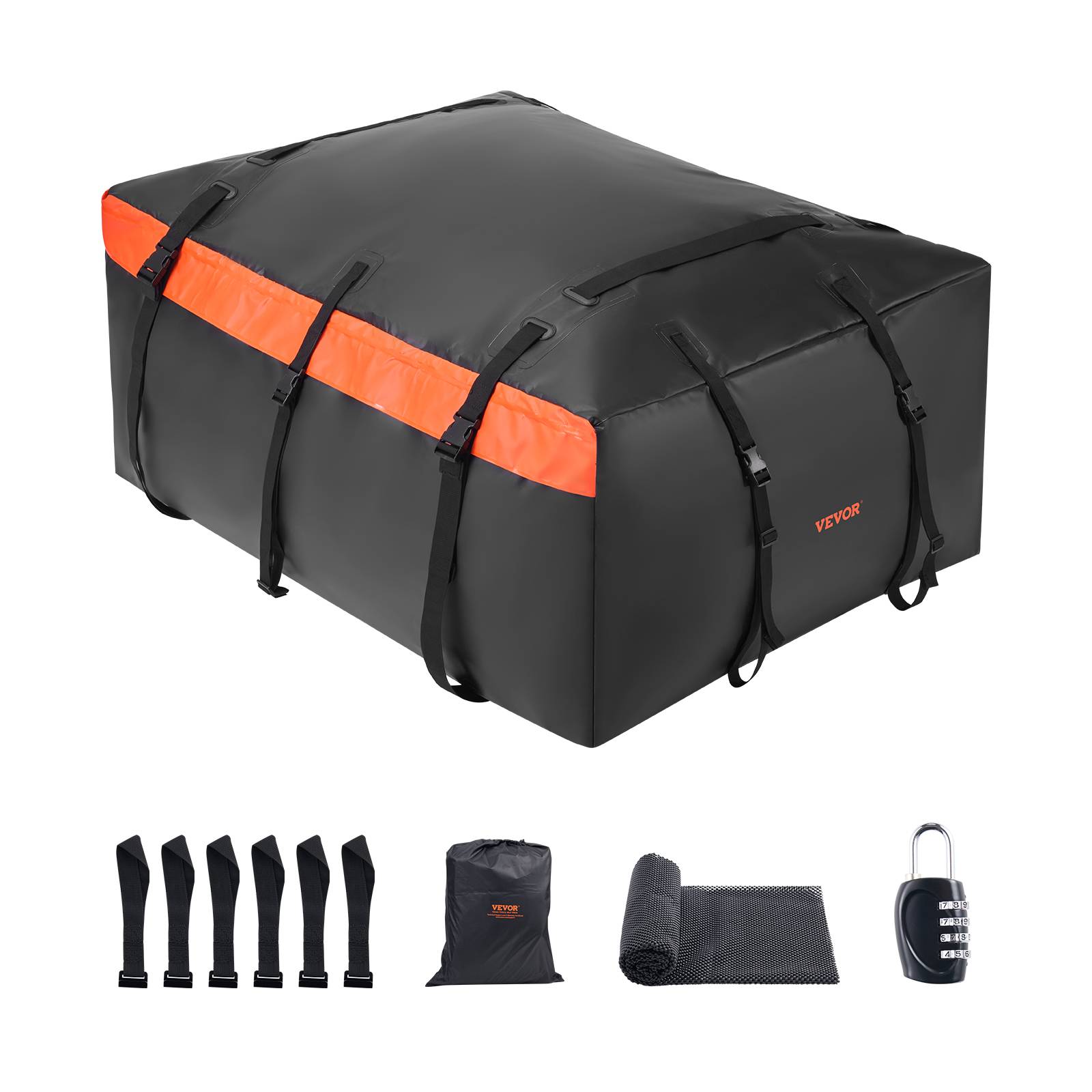 VEVOR Sac toit voiture 566 L, PVC 840D, étanche, serrure, tapis antidérapant. - Image 1