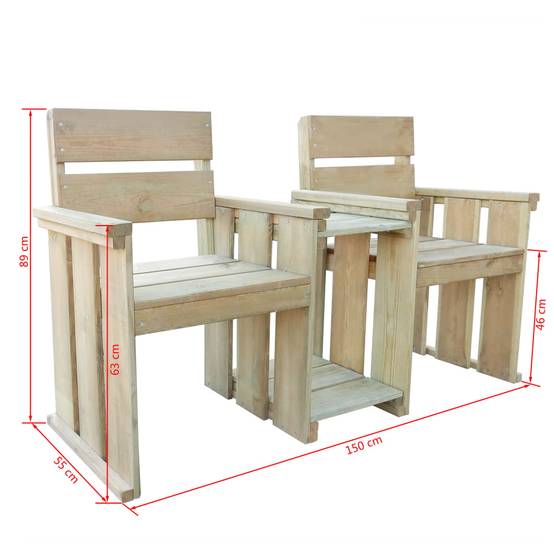 Maison Chic - Banc de jardin - Banc d'extérieur - Banquette à 2 places 150 cm Pinède imprégnée - Image 4
