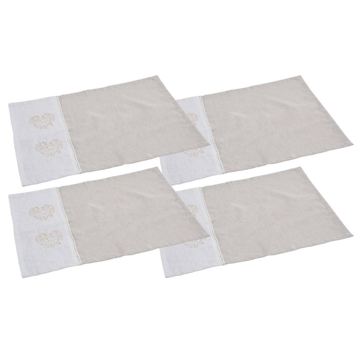 Aubry Gaspard - Set de table blanc et beige (Lot de 4) - Image 1