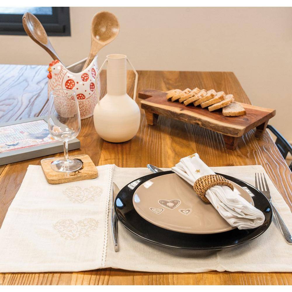 Aubry Gaspard - Set de table blanc et beige (Lot de 4) - Image 2