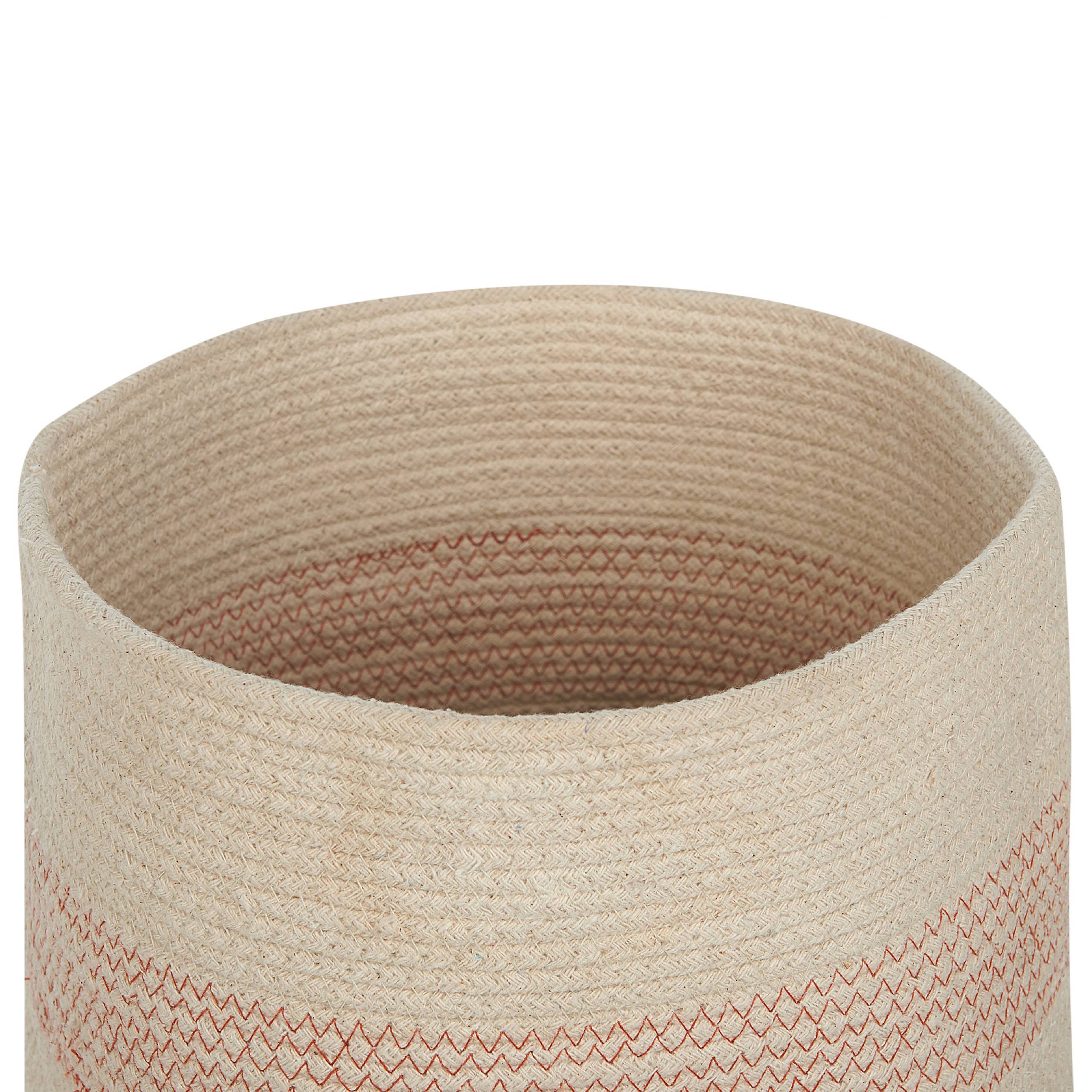 Beliani - Panier Beige Clair en Coton Rond 44 cm Corbeille à Linge Tressée Rangement pour Intérieur Minimaliste avec Couvercle Boîte - Image 5