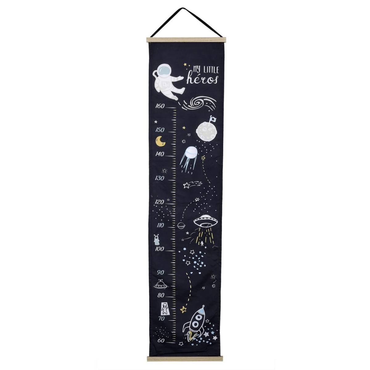 The Home Deco Kids - Toise à Motifs "My Little Héros" 146cm Noir & Blanc - Image 1